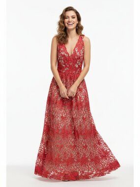 David Meister red and white embroidered dress, size 6, NEW WITH TAGS!